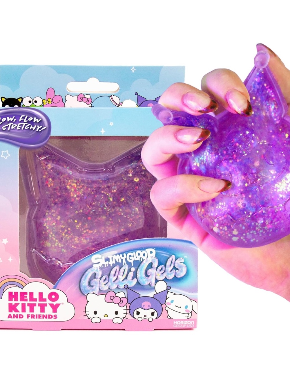 Hello Kitty Purple Glitter Gelli Gels Stretchy Squishy
